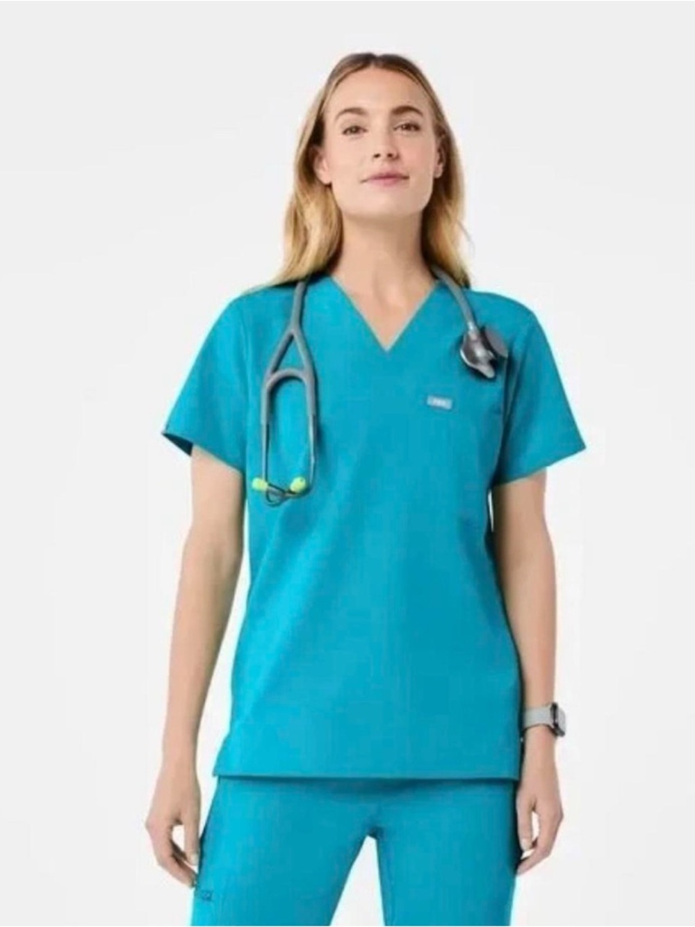 Figs Teal Scrub Set in Top XL and Joggers L - Picture 2 of 10